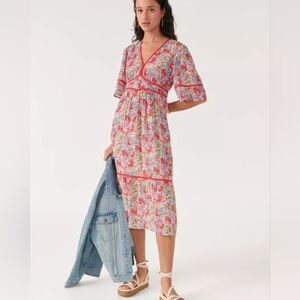 BA&SH Aquila Floral Midi Dress Extra Large